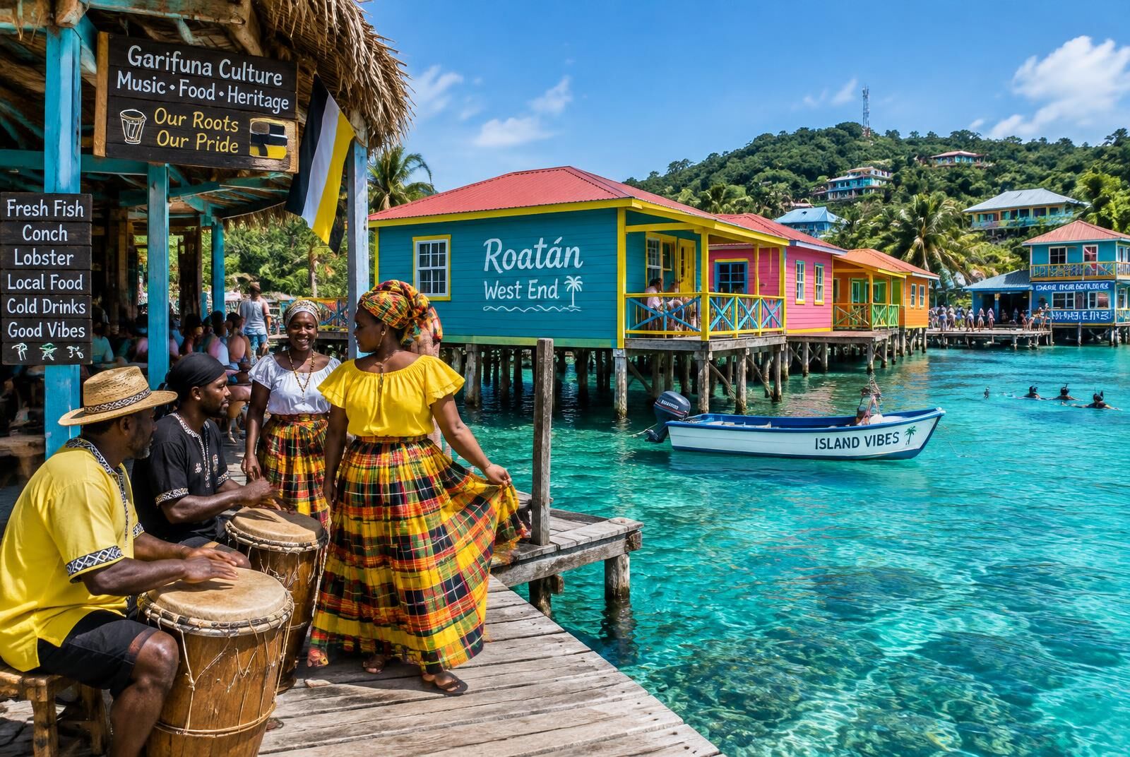 Island culture on Roatán's colorful waterfront